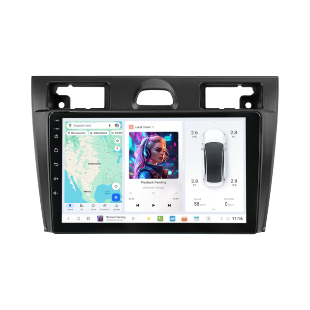 Ford Fiesta Mk5 (2002-2008) DUDUAUTO Android Radio