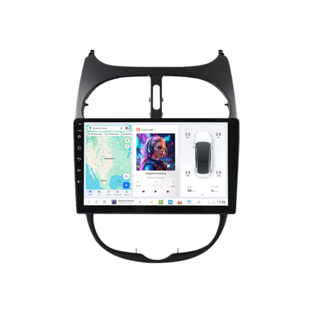 Peugeot 206 (2004-2008) DUDUAUTO Android Radio