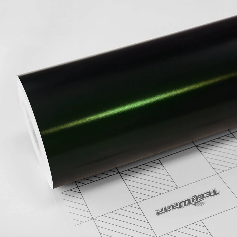 Satin Silk Green Black Vinyl Wrap (HM07) - Satin - Black - TeckWrap