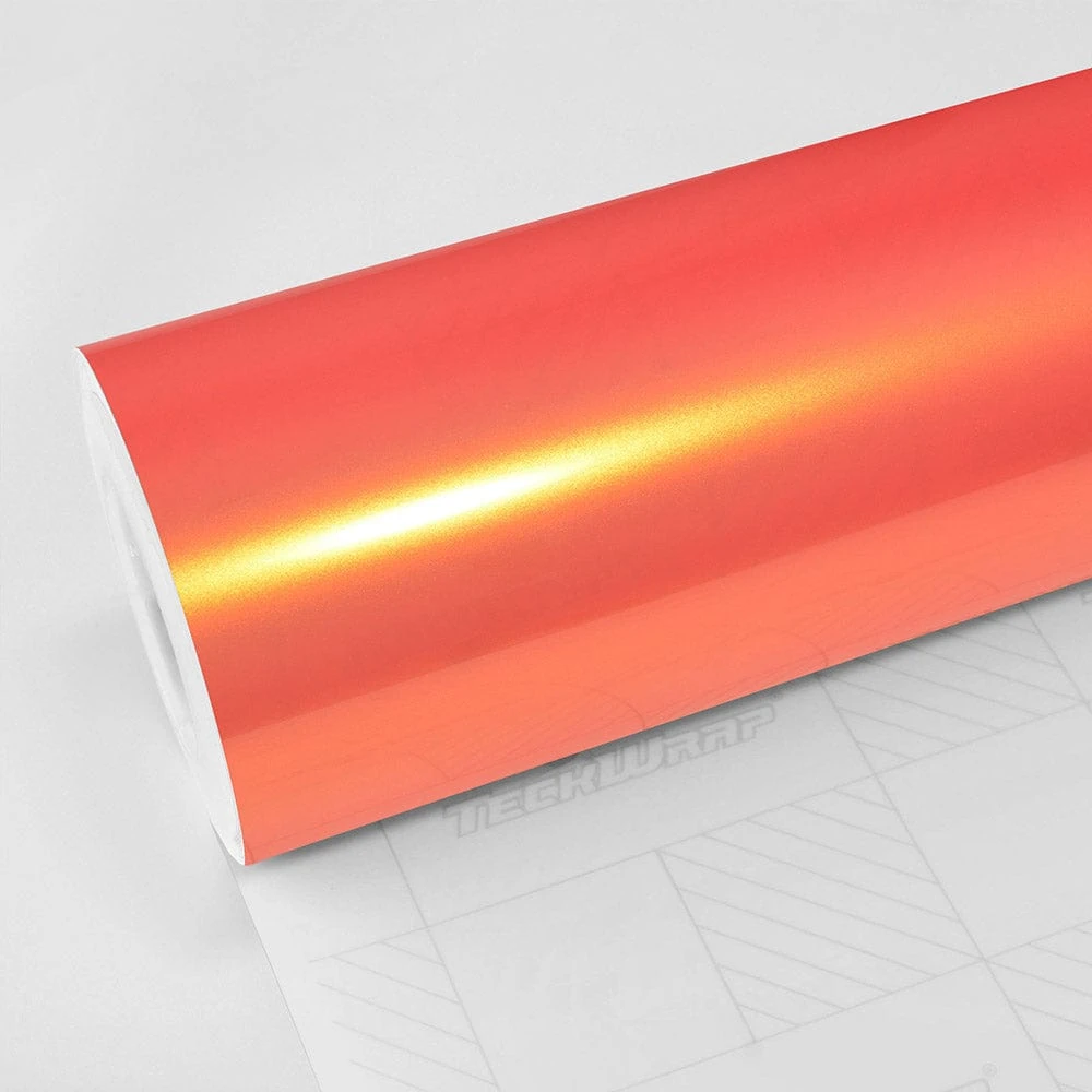 Gloss Metallic Coral Peach Vinyl Wrap (RB08-HD) - Gloss Metallic - Yellow & Orange - TeckWrap