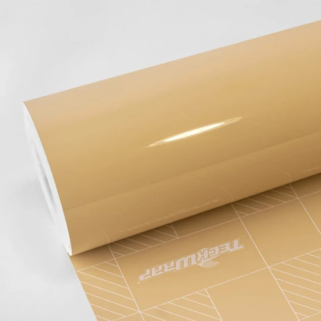 High Gloss Leather Beige Vinyl Wrap (CG52-HD) - Texture & Carbon - Yellow & Orange - TeckWrap